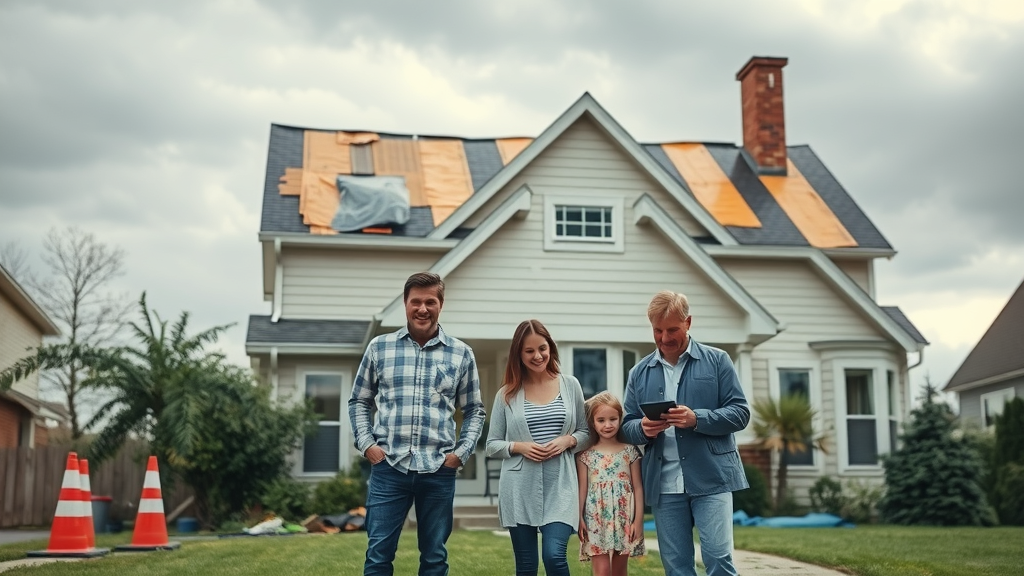 Family and roofing team after storm roof damage restoration in McKinney, Texas.