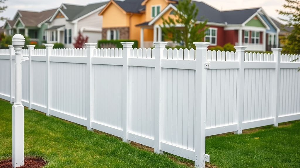 Vinyl fence benefits shown by durable, rain-resistant fencing in suburban yard