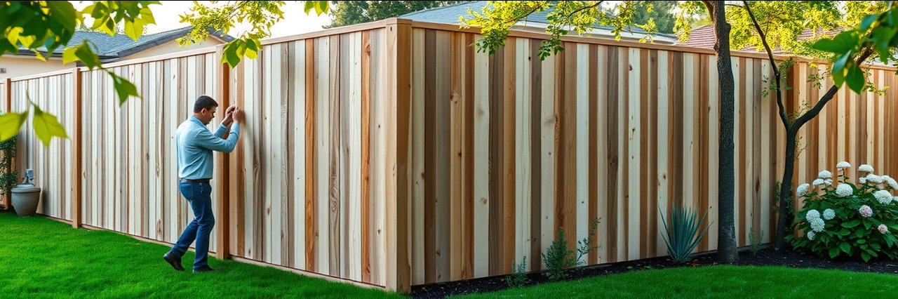 Modern wooden fence replacement in Santa Clara, California backyard garden.