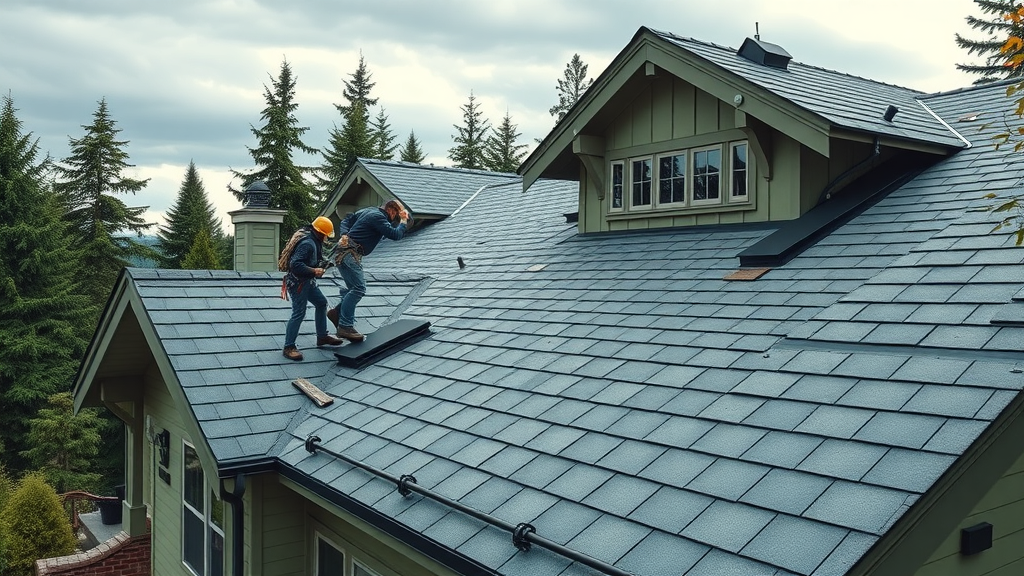 Tacoma roofers installing durable shingles for roof replacement services