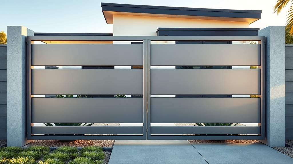 Modern metal fence installation outside contemporary Tarzana property