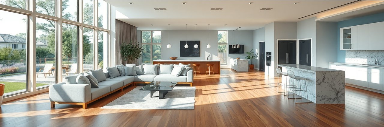 Modern home remodel in Corona, CA with sleek kitchen and open living area.