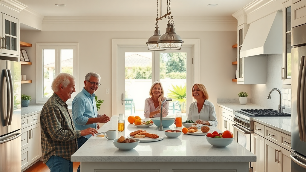 Family in new Campbell, California kitchen remodeled for comfort and style