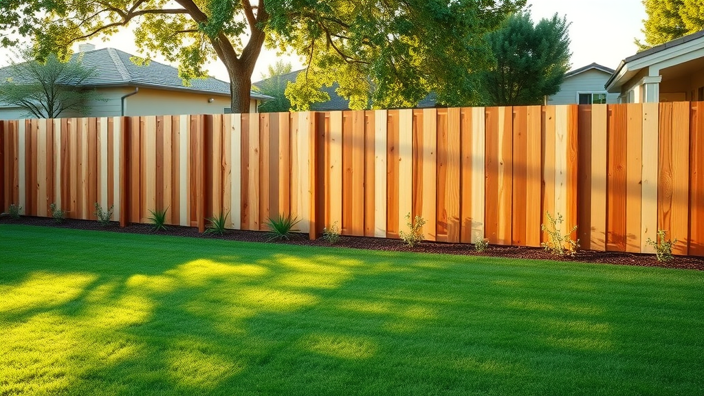 Expertly installed wooden fence in a Sacramento backyard on a sunny day