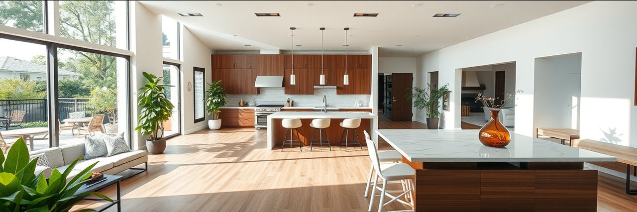 Custom home renovations in Sunnyvale, California modern airy living space with sunlight