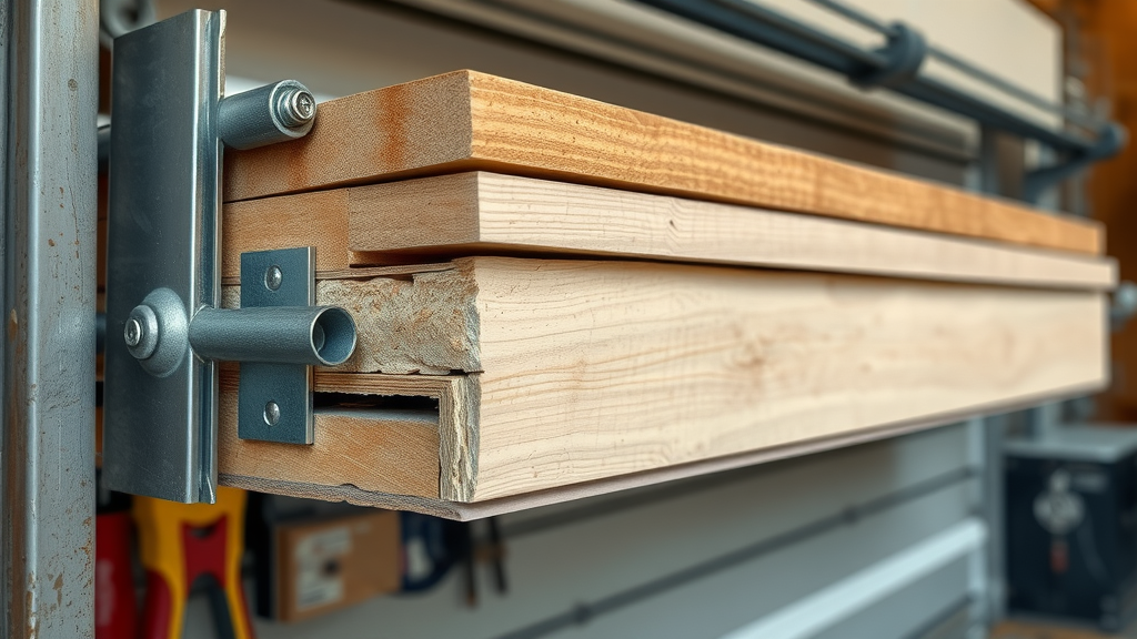 cross-section of steel garage door, wood garage door, insulated garage door, with detailed materials and textures, garage doors market comparison
