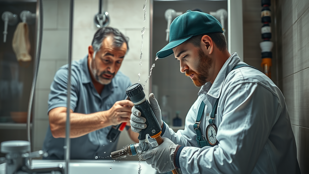 DIY plumbing vs professional infographic, tools and equipment comparison for plumbing repair