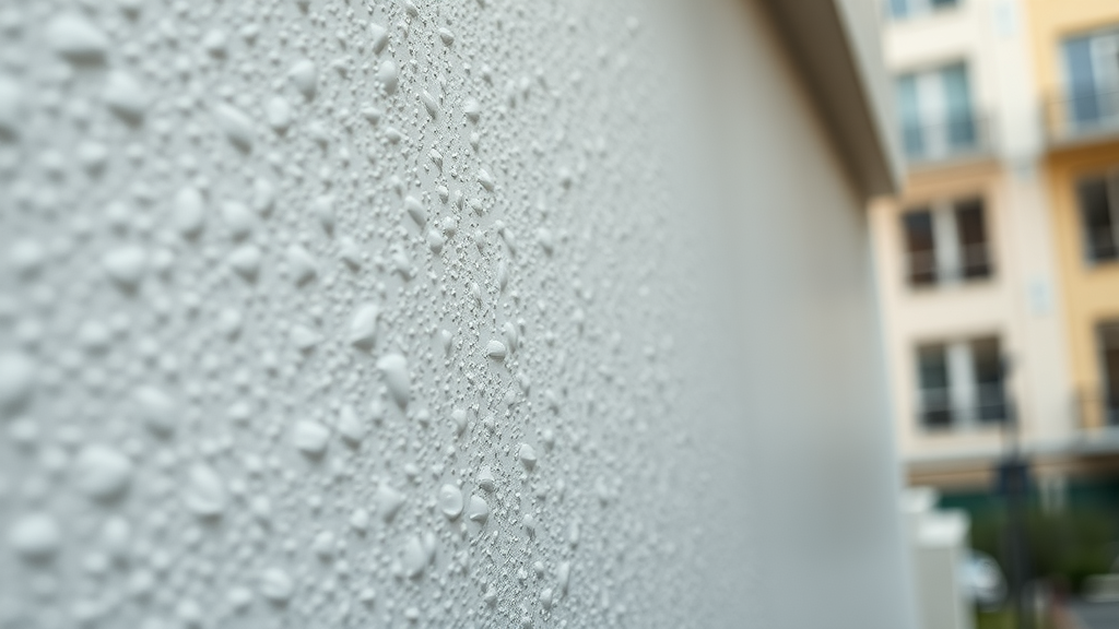Waterproofing coatings create water-beading effect on building façade