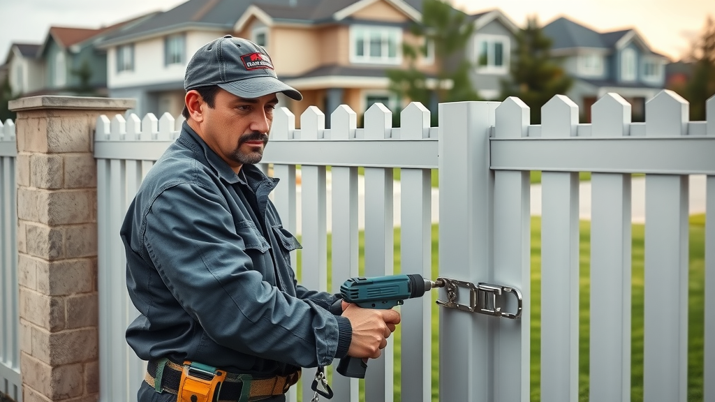 Professional installation of aluminum commercial residential fencing at home