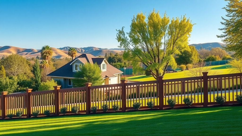 Modern suburban home with elegant wooden and vinyl fencing in Newbury Park CA