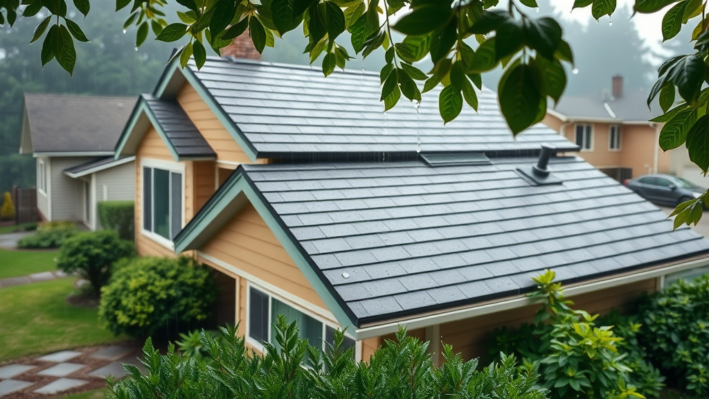 Newly replaced roof on Tacoma, Washington bungalow after recent rain