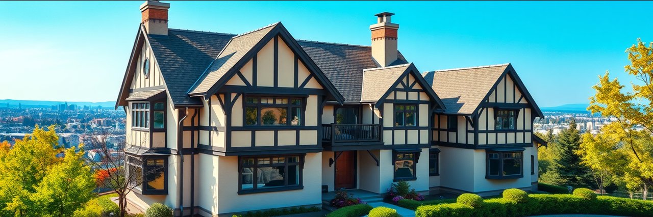 Freshly painted Tudor home by residential painting experts in Oakland, CA