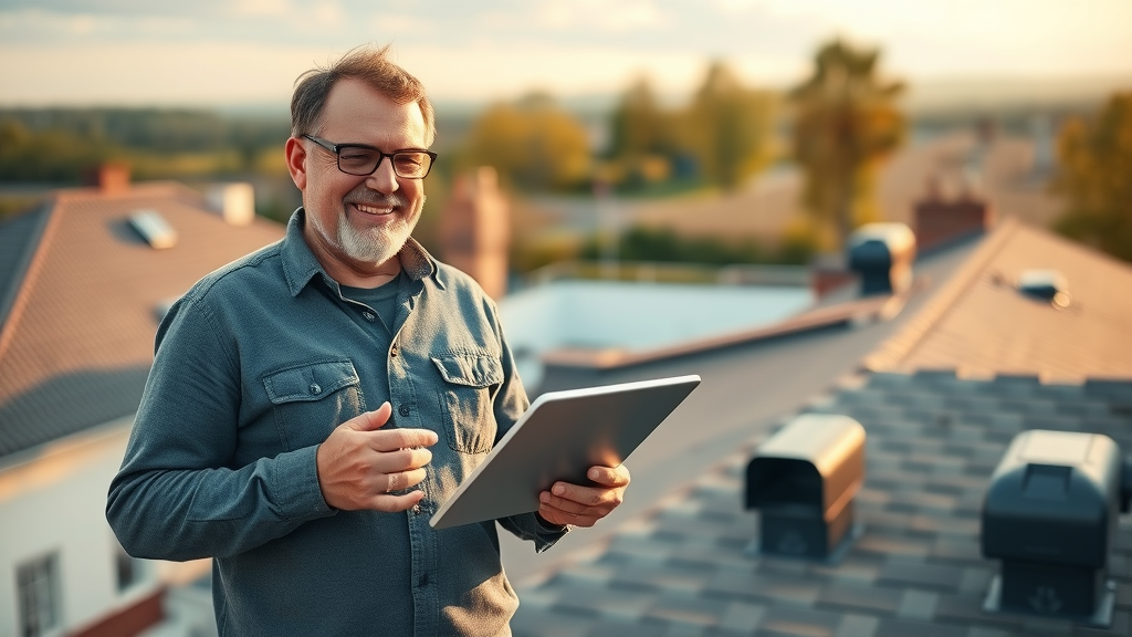 Homeowner and expert discussing results of comprehensive roof inspection services
