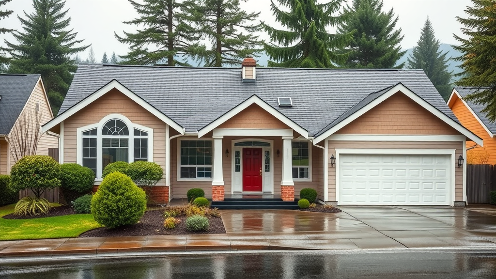 Attractive new roof on Clackamas Oregon home shows expert roofing job quality