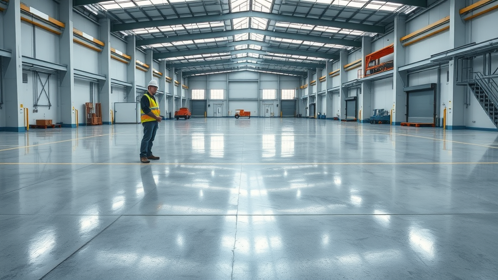 Industrial concrete contractor overseeing Newport Beach warehouse floor resurface
