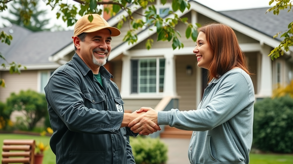 Portland Oregon homeowner meets reliable roofing contractor for inspection