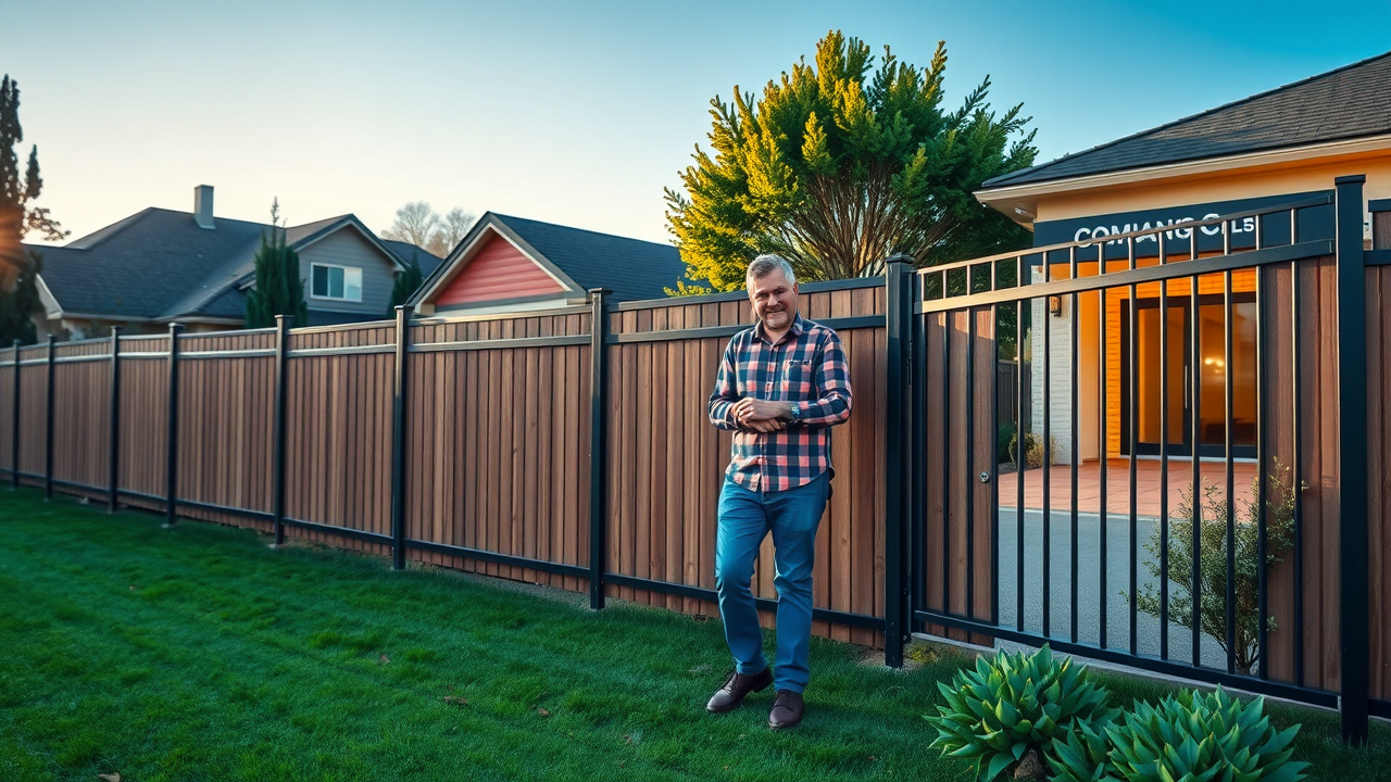 Composite and steel commercial residential fencing securing mixed-use property