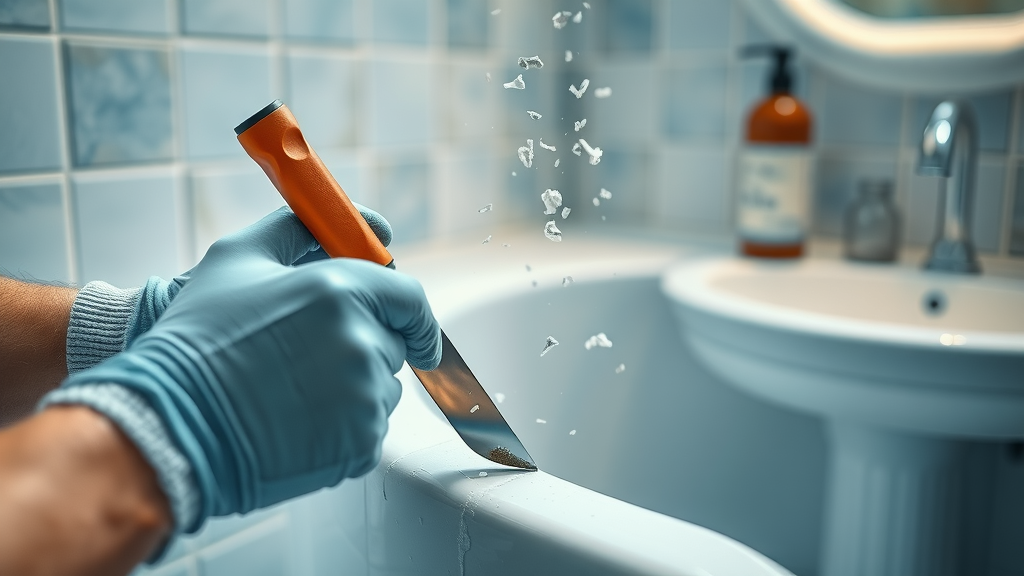 Removing old caulk from bathtub seam preparing for diy home caulking projects home safety