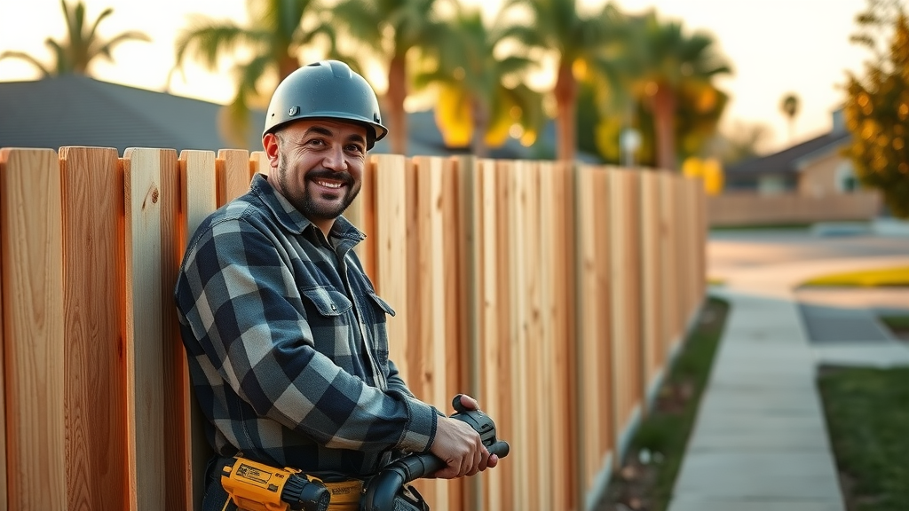 Fence contractor in Fresno, California expertly installs sturdy backyard fencing
