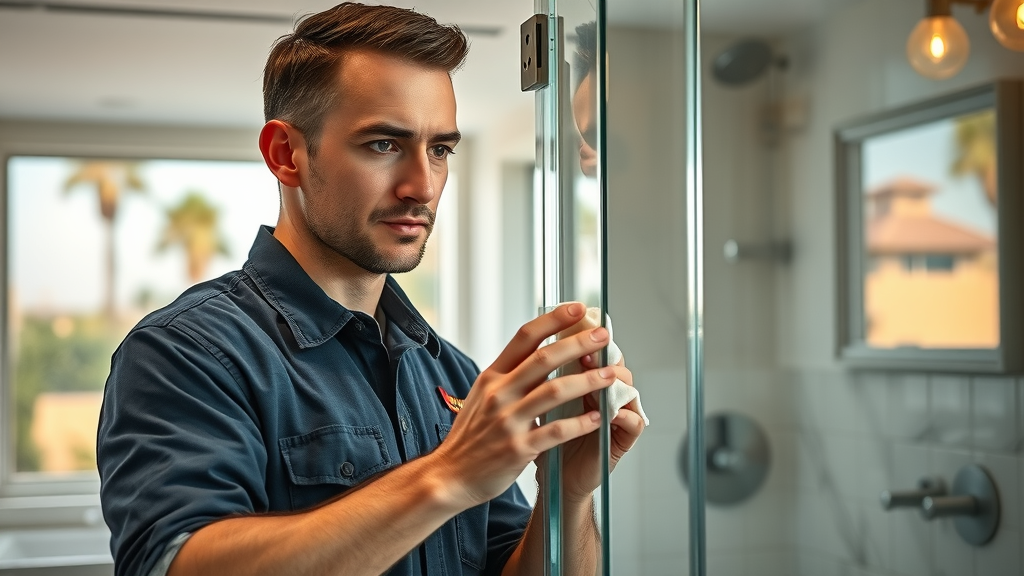 Professional glass shower door services in Valencia, CA, expert polish and craftsmanship
