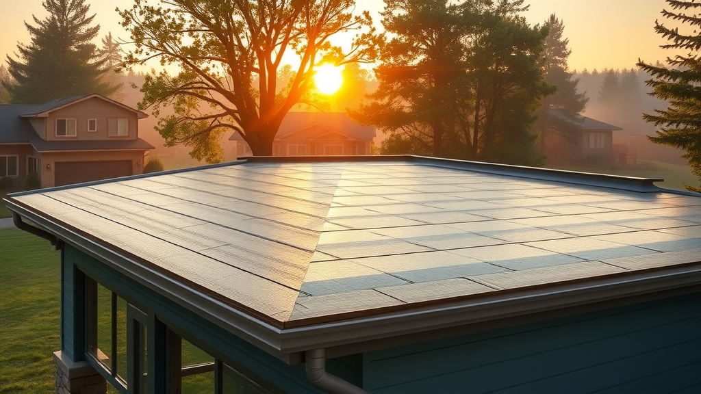 Restored roof in Mill Creek Washington shining in morning sun after repairs