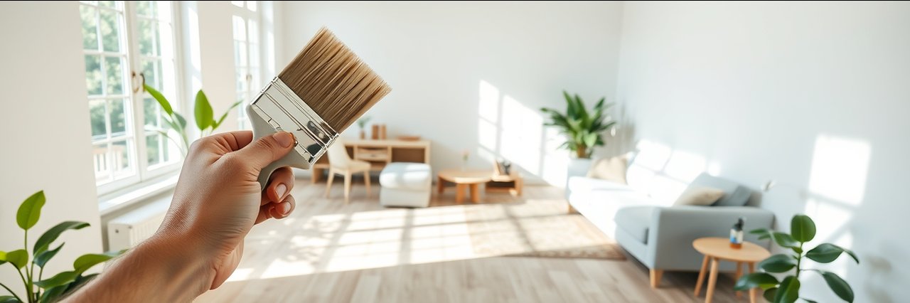 Modern home with fresh wall paint, residential interior painting in progress.