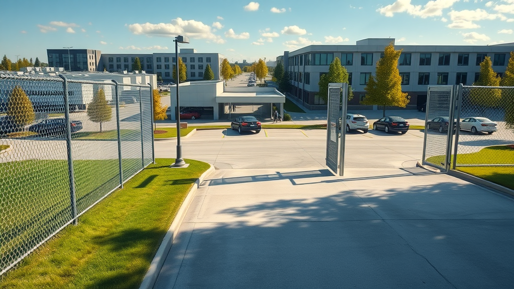 Business property with vinyl and chain link fencing, delivering lasting protection and value.