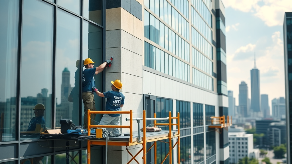 CertaPro Painters of Central and North Dallas painting a high-rise commercial building.