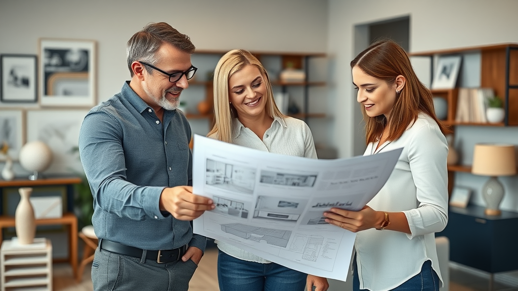 Design-build team planning high-end remodel in Fresno, CA with homeowner consultation.