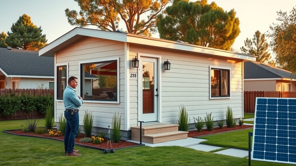 ADU construction contractor in Sacramento, CA inspects newly built backyard unit