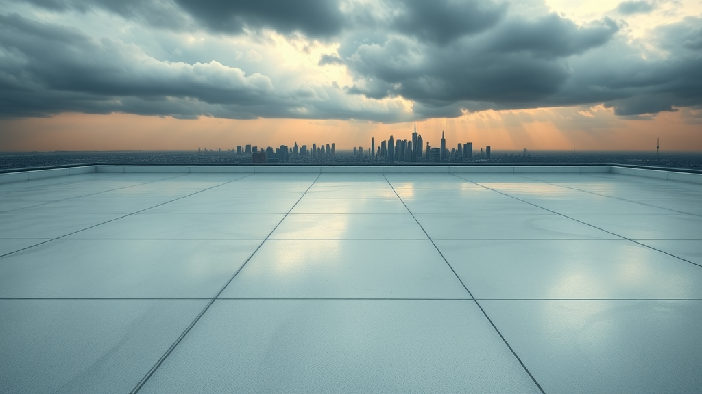 Waterproofing coatings safeguard rooftop under dramatic storm clouds