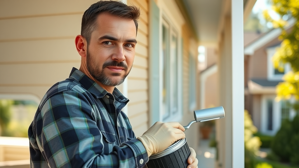 Professional painter applying premium paint on exterior wood trim representing residential painting trends in material selection
