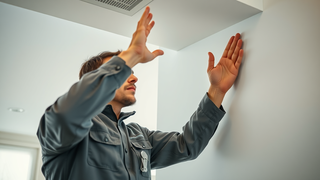 home security system technician installing motion sensor