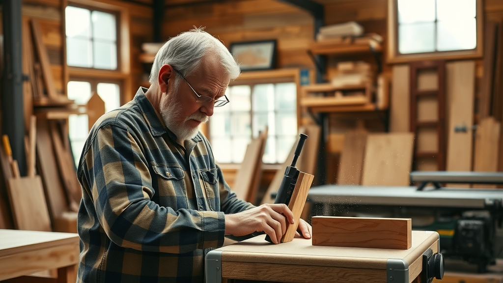 Bill Albritton crafting expert custom cabinetry materials in workshop using domestic hardwoods