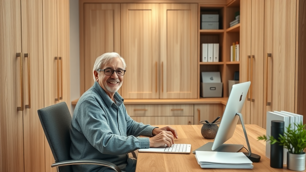 Custom home office cabinets maximize storage and organization in workspace.
