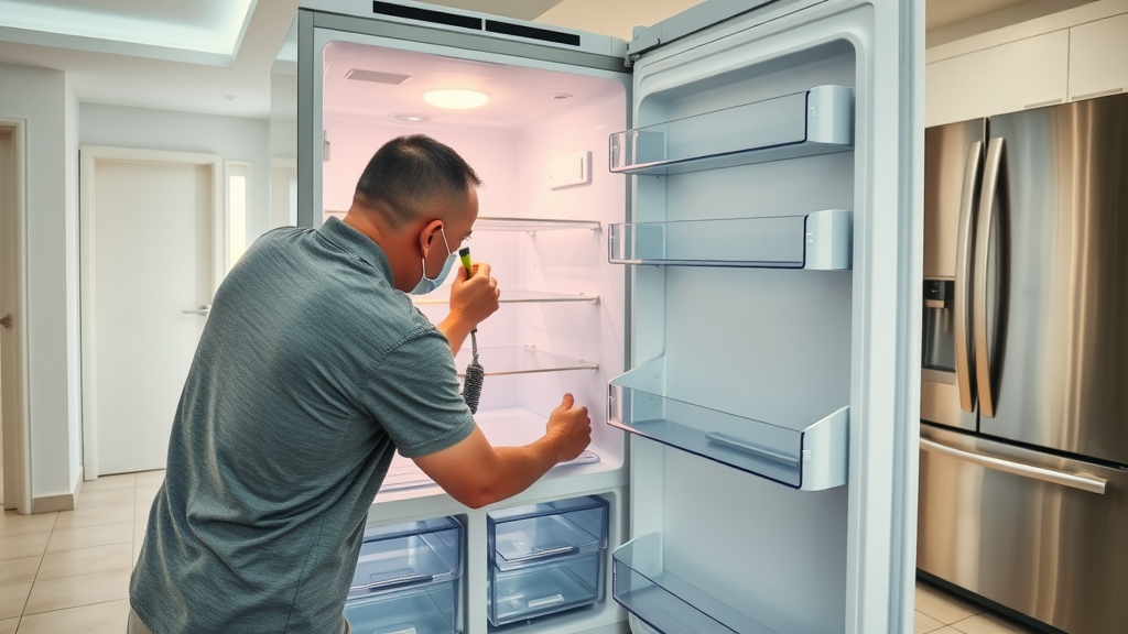 Vacuuming refrigerator coils for DIY home maintenance for appliances