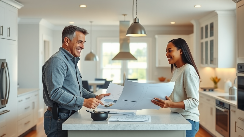 Modern kitchen with contractor helping Bellevue homeowners, Kitchen Contractors in Bellevue Washington.