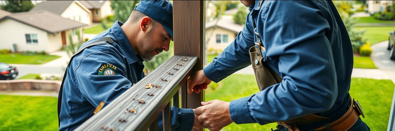 Contractor repairs wooden balcony in North Highlands, California home