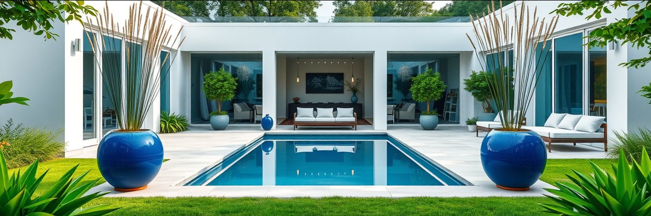 Modern residential backyard highlighting fresh exterior paint and landscaping for residential painting solutions.