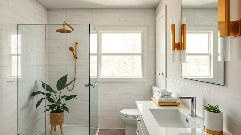 New Sacramento bathroom remodel with modern walk-in shower and fresh details