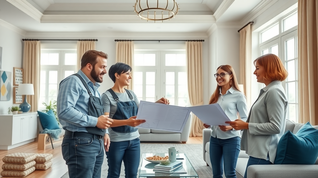 Homeowners consult contractors on renovation, residential building services near Reading, PA.