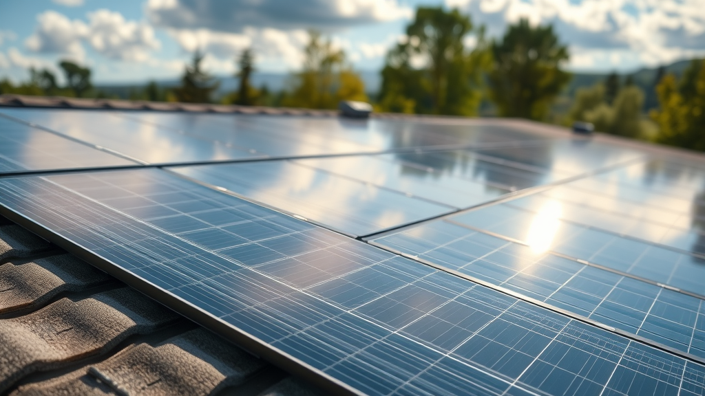 Detailed solar roofing solution panels harnessing sunlight for lower energy bills