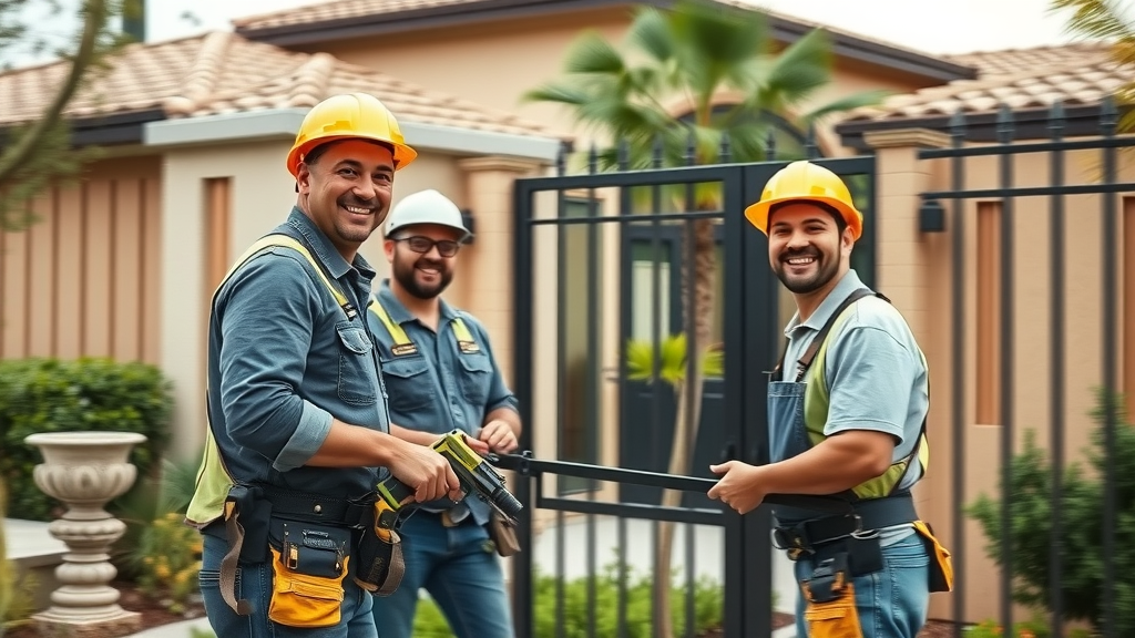 Fence contractor in Fresno, California team installs secure custom gate for home