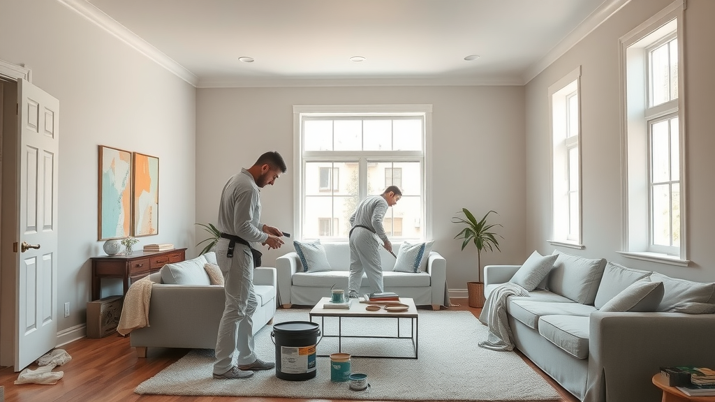 Professional residential painting experts in Oakland, CA at work in a modern home