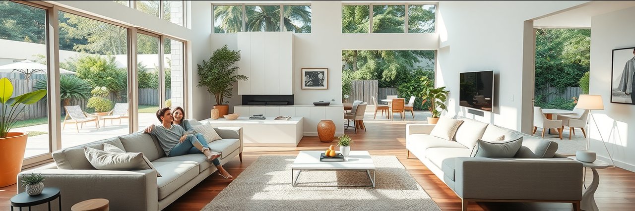 Modern remodeled living room by home remodeling company in Long Beach, California.