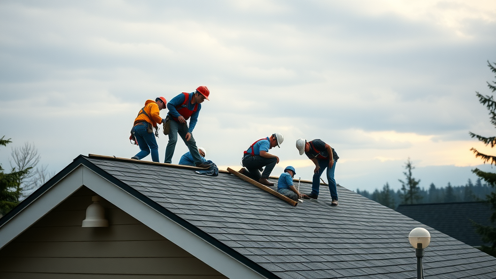 Roofing team works together on Clackamas Oregon home for reliable roof repair