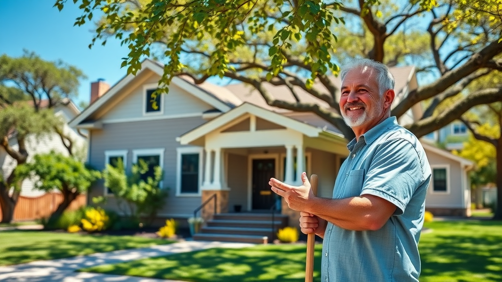 Satisfied Austin homeowner enjoying clean house exterior after washing service