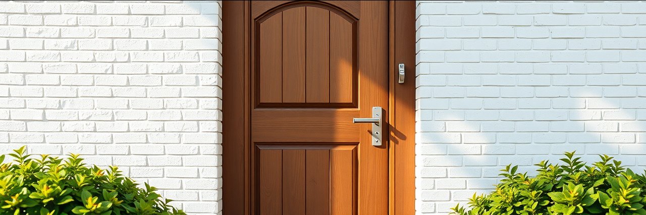 Elegant wood door replacement in white brick home — replace your windows &amp; doors the right way in nashville, tn