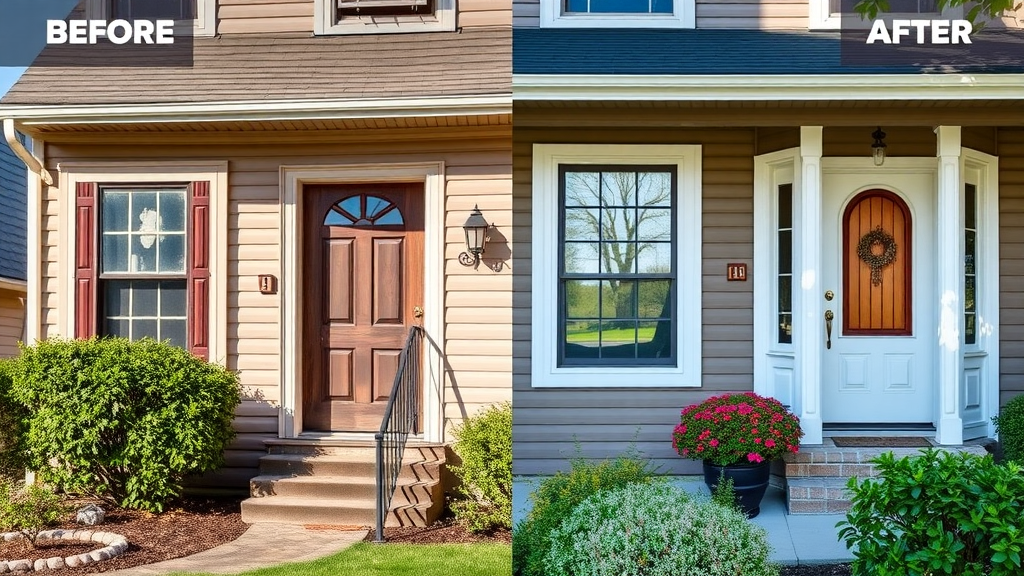 Before and after window and door replacement Nashville, TN home