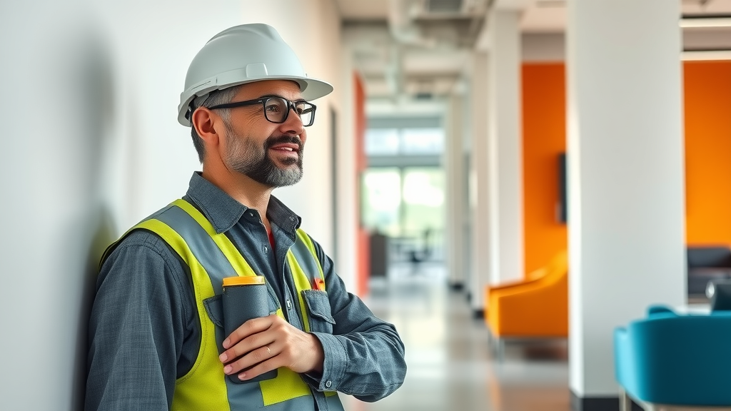 Commercial painting foreman inspecting high-quality office project